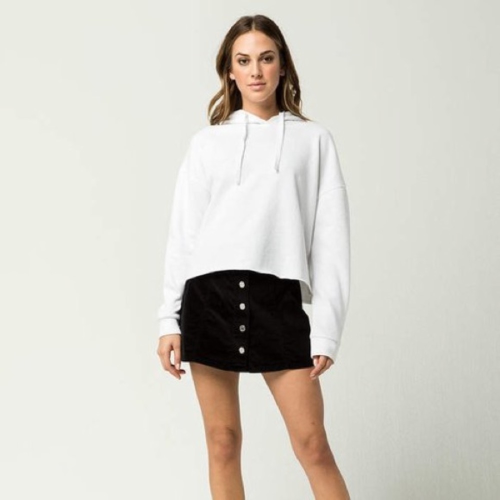 DESTINED Fleece Womens Crop Hoodie (WHITE)